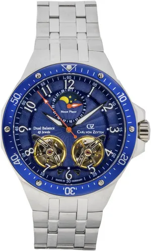 Carl von Zeyten Automatikuhr Kirchzarten CVZ0093BLMS - Hochwertige Herrenuhr mit Automatik-Antrieb, 36 Std. Gangreserve und Mondphase. Made in Germany, wasserdicht bis 10 bar, ideal für stilbewusste Männer.