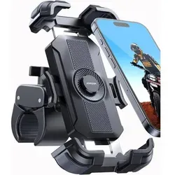 JOYROOM Handyhalterung für Fahrrad und Motorrad, Universal für iPhone und Samsung - Robuste Handyhalterung für Fahrräder und Motorräder, passend für 4,7-7 Zoll Geräte. Stoßfest bis 160 km/h, mit verdicktem Silikonschutz für maximale Sicherheit und einfache Einhandbedienung.