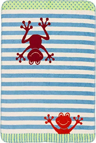 Unbekannt Richter Textilien Bio Babydecke Baumwolle rot/blau Größe 75x100 cm