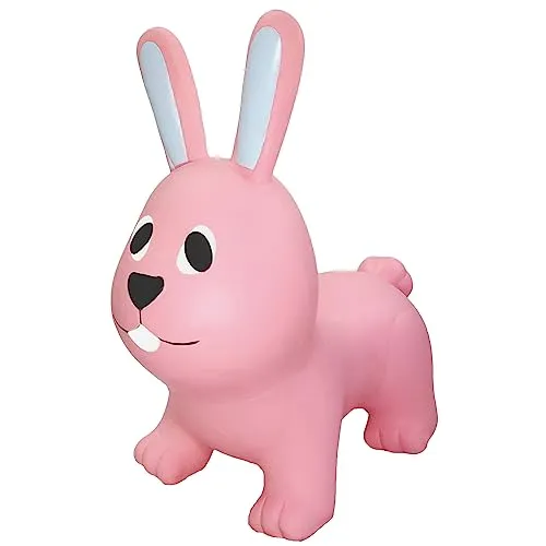 GERARDO'S Toys Jumpy Hüpftier Hase Hellrosa ca. 58 cm - Hüpftiere ab 1 Jahr - Aufblasbare Tiere für drinnen & draußen - Inklusive Luftpumpe