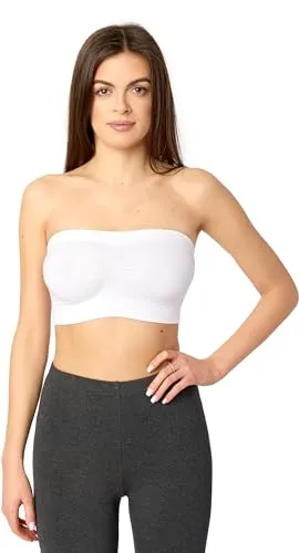 Merry Style Damen Bandeau Top 06 161 (Weiß, L-XL)