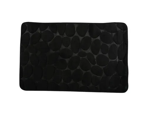 Badematte KIESELSTEIN, rutschhemmende Beschichtung, für Fußbodenheizung geeignet, strapazierfähig, waschbar, schnelltrocknend, Microfaser, PVC, aus super-weicher Microfaser, in 2 Größen und vielen trendigen Farben erhältlich, 40 x 60 cm, schwarz