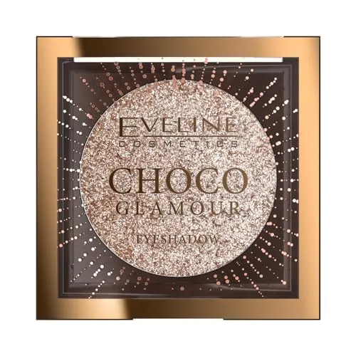 Eveline Cosmetics Choco Glamour Luminous Eye Shadow Topper - Luxuriöser Hochglanz-Glitzer für strahlendes Make-up, vegane Formel, geeignet für nasse und trockene Anwendung