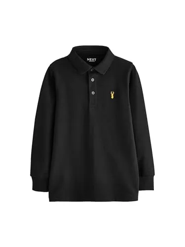 NEXT Jungen Standard Langärmeliges Polo-Shirt Schwarz 128 von NEXT