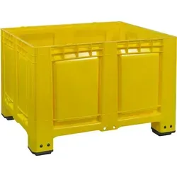 Robuste Palettenbox 1200x1000 mm - gelb, 4 Füße, geschlossen - Aufbewahrungsboxen mit 680 Litern Volumen, ideal für Lagerung und Transport, hygienisch, temperaturbeständig und extrem langlebig.