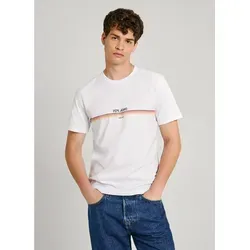 Pepe Jeans T-Shirt ADUR in Weiß – Casual Look - Rundhalsshirt aus 100% Baumwolle, angenehm zu tragen und pflegeleicht. Ideal für lässige Freizeit-Outfits.