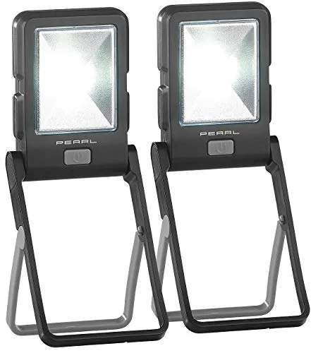 PEARL Werkstattlampe: 2er Pack LED-Arbeitsleuchte im Baustrahler-Design mit 3 Watt COB-LED (Fluter Batterie, Werkstatt-Inspektions-Lampen)
