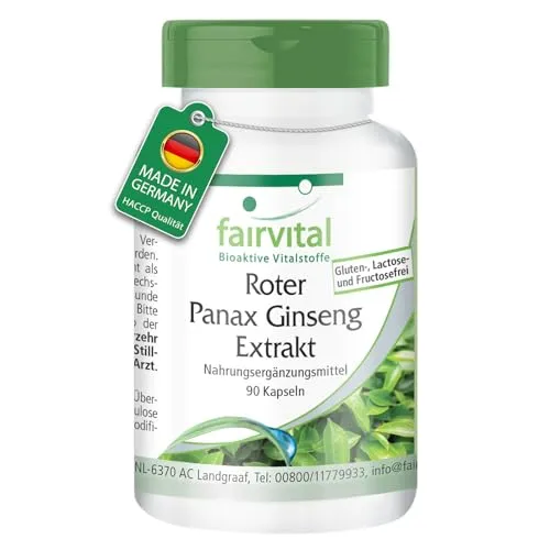 fairvital Roter Panax Ginseng Extrakt, 400mg koreanischer Ginseng Extrakt pro Kapsel, HOCHDOSIERT, VEGAN, 90 Kapseln, schluckfreundlich, C. A. Meyer