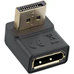 InLine DisplayPort Adapter 17199U - DisplayPort Stecker auf Buchse, nach unten gewinkelt, unterstützt 4K Auflösungen bis 3840x2160@60Hz