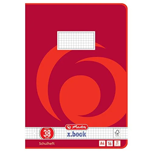 Herlitz Schulheft x.book A4, kariert, Lineatur 38, 16 Blatt, 10 Stück