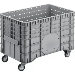 Großbehälter PE fahrbar B1020xT640xH700 mm grau Volumen 300 l Boden/Wände durchbrochen