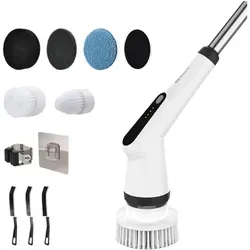 Ibergrif Elektrische Reinigungsbürste mit 7 austauschbaren Köpfen, IPX7 wasserdicht, Weiß