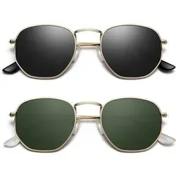 SUNIER Sechseck Sonnenbrille Damen Herren - Polarisiert UV400 - Trendige Sechseck Sonnenbrille mit leichtem Metallrahmen. Polarisierte Gläser für klare Sicht und UV400 Schutz für Ihre Augen. Ideal für jeden Anlass – stilvoll und komfortabel.