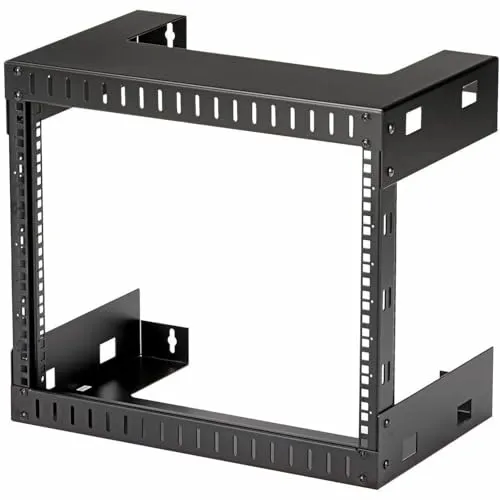 StarTech.com 2-Pfosten 8HE Heavy-Duty Wandmontage Netzwerk-Rack - Computer- & Server-Racks mit 80 kg Tragkraft, ideal für IT- und AV-Geräte, bietet ungehinderten Luftstrom und einfache Installation.