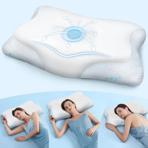 CloudÉtoile Kopfkissen Memory Foam Kissen ‑ 2‑in‑1 Nackenkissen Kopfkissen Memory Schaum Seitenschläferkissen, Komfort Kissen Viscoschaum für Seiten Rücken Bauchschläfer, Weiß 65x40x12 cm