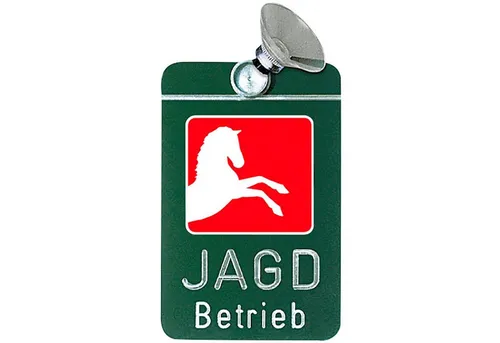 Dr. Gmünder Hinweisschild Autoschild Jagdbetrieb - Hochwertiges Verkehrsschild aus robustem Leichtmetall, ideal für den Außenbereich. Mit einfachem Haftsauger zur unkomplizierten Anbringung. Das auffällige Design bietet zudem einen dekorativen Akzent für jedes Fahrzeug.