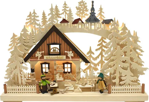 RATAGS LED Schwibbogen 3D-Schwibbogen klein – Handgefertigt aus dem Erzgebirge - Kleiner 3D-Schwibbogen mit LED-Beleuchtung, Größe: 43 x 30 cm. Handarbeit aus dem Erzgebirge – eine stilvolle Bereicherung für Ihr Zuhause.