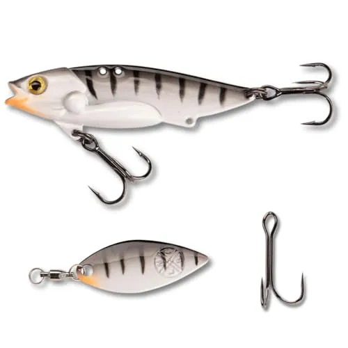 LMAB Techno Vibe - Vibration Bait - 3 Größen, Zikade, Blade Bait, Lipless Crankbait, Angelköder Raubfischangeln, Angel Köder Zander & Barsch, Zikaden, Spinner Blatt (15 Gramm | 5,8 cm, White Tiger)