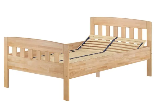 ERST-HOLZ Massivholzbett Seniorenbett Einzelbett Gästebett Buche Massiv 120 x 200 cm Zeitlos, Buche farblos lackiert