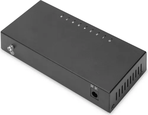 DIGITUS DN-80069 8-Port Switch - Switch, unmanaged, ideal für schnelle Netzwerkverbindungen mit 8 Ports für 10/100 Mbps, robustes Metallgehäuse, perfekt für Desktop- oder Wandmontage.