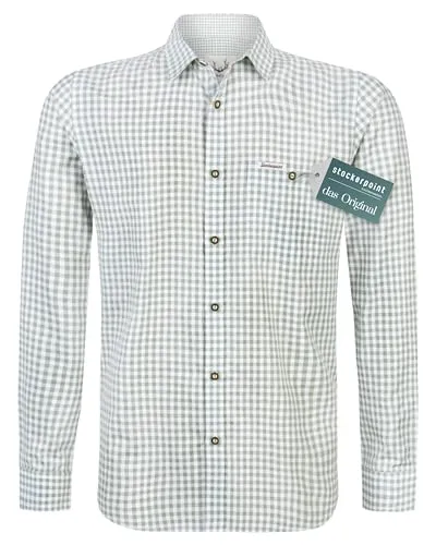Stockerpoint Campos3 Herren Trachtenhemd, Salbei, M - Trachtenhemden für Herren mit traditionellem Karo-Design und Trachtenknöpfen, ideal für festliche Anlässe. Hochwertige Baumwolle sorgt für atmungsaktiven Tragekomfort und Pflegeleichtigkeit.