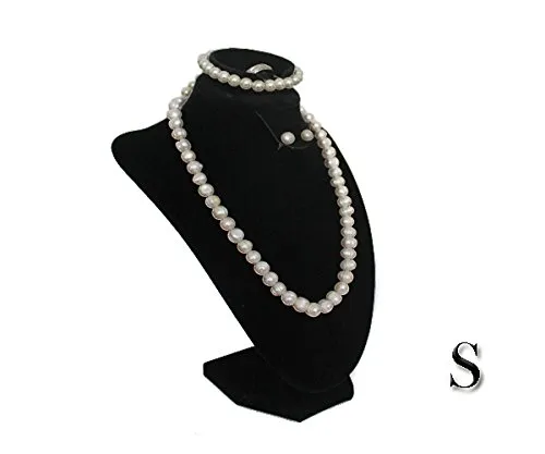 Yudu Schmuckbüste Dekobüste für Schmuckset Ohrring Ohrstecker Armband Ketten Ring (Samt schwarz, H26 cm)