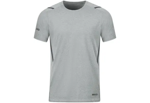 JAKO Herren T-Shirt Challenge, Hellgrau-Meliert/Anthra Light, 4XL - Rundhalsshirt aus Polyester-Stretch-Jersey in modischer Melange-Optik mit praktischen Kontrasteinsätzen und verlängerter Rückenpartie für optimalen Tragekomfort.