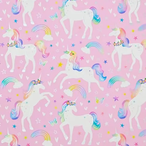 Geschenkpapier 70cm x 2m Rolle Einhorn in pink von Star
