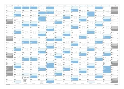 XXL Wandkalender DIN A0 2026 (blau2) große Tageskästchen (Kalender werden gerollt versendet)