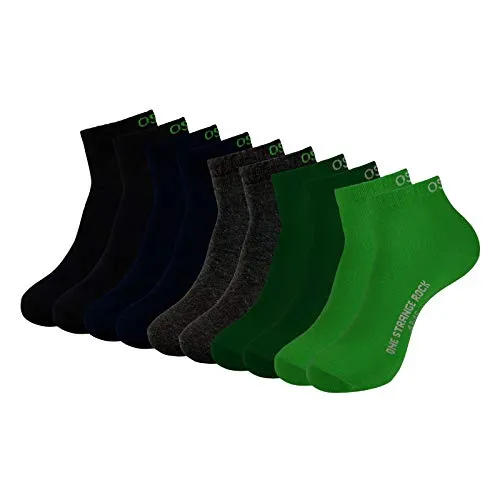 ONE STRANGE ROCK Quarter Socken Kurzsocken Herren Damen 5, 10, 15, 20, 30 Paar, Farbe:Schwarz/Blau/Grau/Grün - 5er Pack, Größe:39-42, Artikel:-701 dark forest