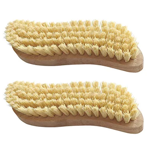 Stück Scheuerbürste, Putzbürste, Hand Schrubber, Scheuerbürsten, Ergonomischer Griff aus Holz in S-Form, Putzbürste für Küche, Garten, Haushalt
