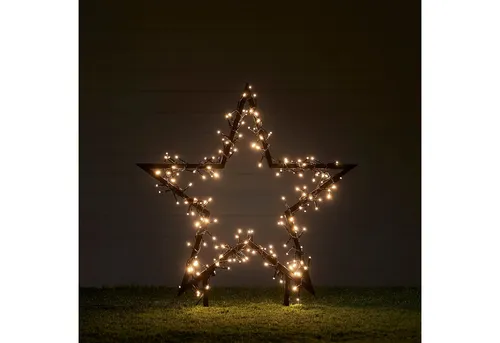 Lights4fun LED Stern 60cm – Weihnachtsdeko für Außen - Der 60 cm große LED Stern sorgt mit 150 warmweißen LEDs für festliche Stimmung im Außenbereich. Dank der Erdspieße ist die Montage einfach und stabil. Ideal für die Adventszeit, wetterfest und energiesparend.