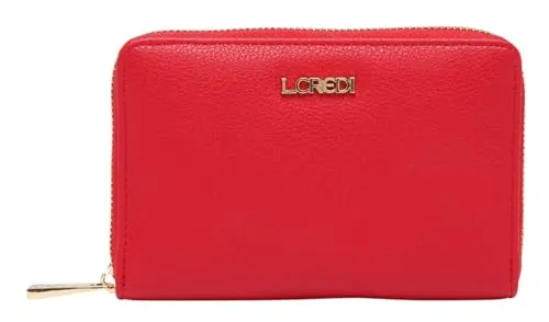L.CREDI Women's FLIPPA Handbag - Mohn, weiches PU-Kunstleder, RFID-geschützt mit 9 Kreditkarten-Slots und klarer Raumaufteilung