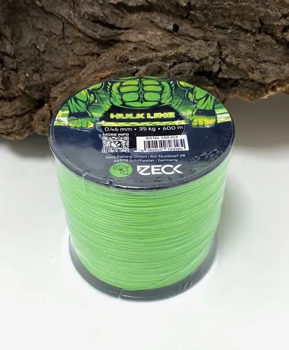 Zeck Wels Hulk Line 0,46mm 600m 35kg - 8-fach geflochten Schnur - Angelschnur, extrem stark mit 35kg Tragkraft, ideal für Wallerangeln und lange Würfe, grüne Farbe für optimale Tarnung im Wasser.