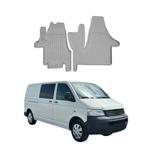 OMAC Gummimatten für VW Transporter T5 (2003-2015) - Passgenaues Fußmatten-Set aus hochwertigem, wasserfestem TPE-Gummi, idealer Schutz für Ihr Fahrzeug mit rutschfester 3D-Technologie und einfacher Reinigung.