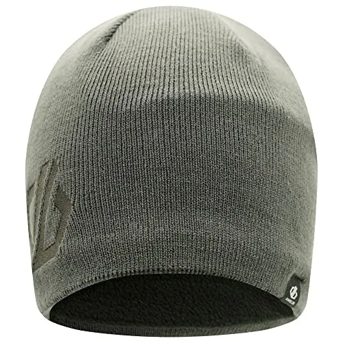 Dare2b Herren Rethink Beanie Mütze Bestickt mit Fleecefutter, perfekt zum Skifahren, Snowboarden & Wintersport Ebenholz Grau