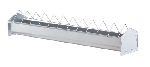 Göbel Futtertrog 100 cm für Hühner - Fütterungs- & Aufzuchttechnik: Robuster Metallfuttertrog mit aufklappbarem Futtergitter, ideal für eine effiziente Fütterung Ihrer Hühner.