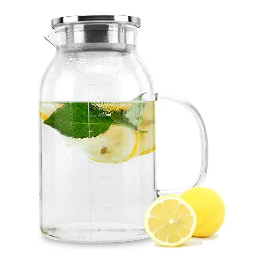 Karaffe 1,8l aus Borosilikatglas mit Henkel und herausnehmbarem Filter