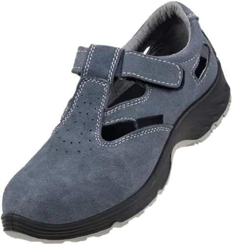 URGENT 302 S1 Arbeitsschuhe Professionelle Sandalen Sicherheitsschuhe Herren Damen Metallkappe antistatisches Wildleder Klettverschluss Stahlkappe rutschfest SRA atmungsaktiv, graue Farbe (numeric_39)