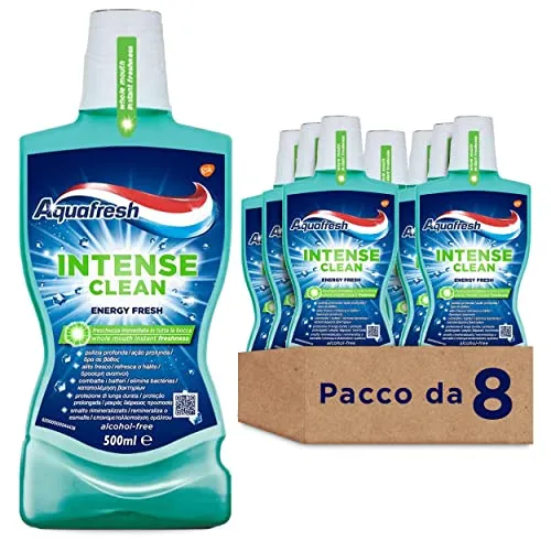 Aquafresh Intense Clean Mundwasser für eine gründliche Reinigung und ein intensives Frischegefühl, 8er Pack (8 x 500 ml)
