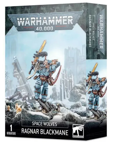 Space Wolves - Ragnar Blackmane: Warhammer 40k Space Marines Figur - 40K Miniaturen: Unbemalte und zusammenbaubare Figur von Ragnar Schwarzmähne, der als Primaris-Marine seine Großkompanie anführt.