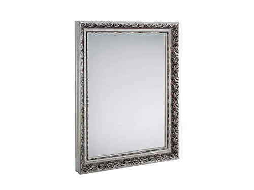 Tanja Rahmenspiegel Silber - 55 x 70cm - Eleganter Rahmenspiegel in Silber, ideal für jeden Wohnbereich. Mit auffälligen Ornamenten und flexibler Aufhängung bietet er Stil und Funktionalität.