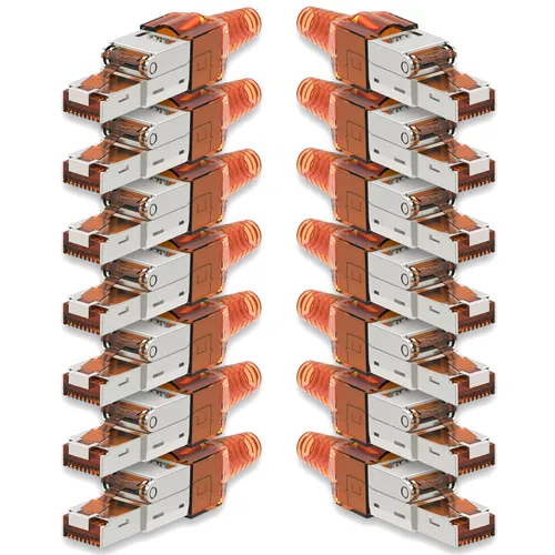 14x Netzwerkstecker CAT 7 Werkzeuglos RJ45 Netzwerk Metall Stecker Verlegekabel