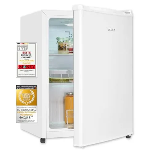 Exquisit Mini-Kühlschrank KB560-V-091E – 50 Liter, kompakt und effizient - Kompakter Mini-Kühlschrank mit 50 Litern Nutzinhalt, ideal für Getränke und Snacks. Flexible Temperaturregelung und energiesparende LED-Beleuchtung sorgen für optimale Frische und Sicht.