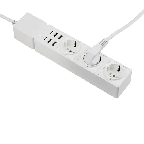EDIMAX SMART WLAN-Steckdosenleiste SP-1123WT, 3-fach mit 4x USB - Intelligente WLAN-Steckdosenleiste mit 3 AC-Steckdosen und 4 USB-Anschlüssen. Steuern Sie Ihre Geräte flexibel und bequem über die Tuya-App, inklusive Sprachsteuerung für mehr Komfort.