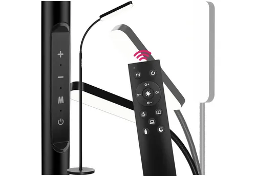 tectake® LED Stehlampe mit Schwanenhals und 5 Lichtmodi - Standleuchte mit dimmbarer Funktion und intuitivem Touchpanel. Ideal für Wohnzimmer, Kinderzimmer oder Home Office – passe Lichtstärke und Farbtemperatur stufenlos an.