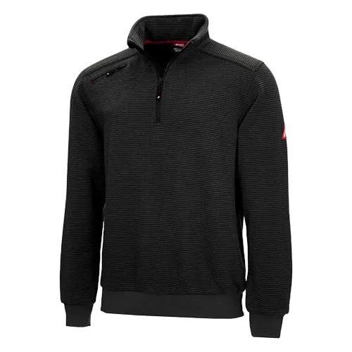 NITRAS Arbeitspullover Motion Tex Plus, schwarz, Größe L - Pullover für Herren mit weichem Stehkragen und Windstopper, ideal für kalte Tage. Reflexbiesen sorgen für Sichtbarkeit, während der angenehme Tragekomfort durch die aufgerauter Innenseite überzeugt.