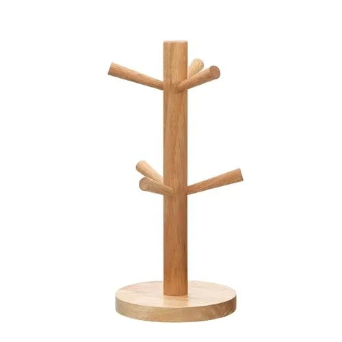 Shirene Tassenhalter,Brezelständer aus Holz für 6 Becher,Tassenständer,Tassenständer Holz,Becherhalter die Küche,Becherhalter die Küche für Küchentheke,Tee Kaffeetasse,Tassenhalter
