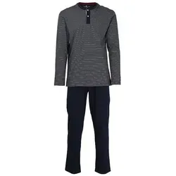 TOM TAILOR Pyjama Pure Cotton langer Herren Schlafanzug aus reiner Baumwolle, auch in Langgrößen blau 98/LM