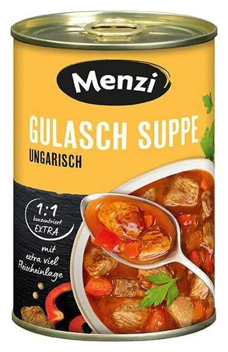 Menzi Gulasch Suppe ungarisch 400 ml Dose  Proteinreich  Palmölfrei